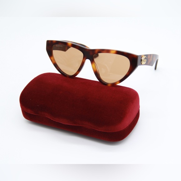 NEW GUCCI CAT EYE WOMEN HAVANA BROWN SUNGLASSES - Picture 2 of 13